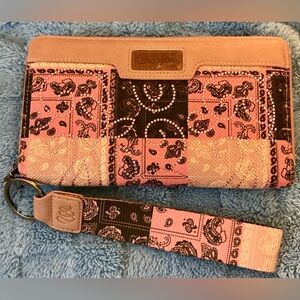 Wrangler Pink and Black Patchwork Bandana Wristlet